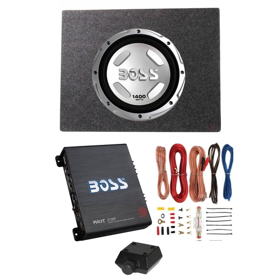 Boss Audio Chaos 12" 1400W Subwoofer, Shallow Enclosure, Amplifier & Wire Kit
