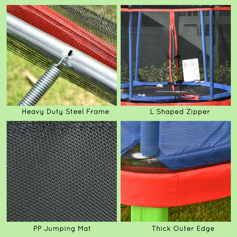 Outsunny 7FT Trampoline Indoor Bouncer Jumper with Security Net Spring Gym Play Children Red - Walmart.com