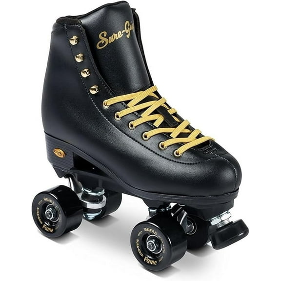 Sure-Grip Fame Black & Gold Unisex Indoor Roller Skates