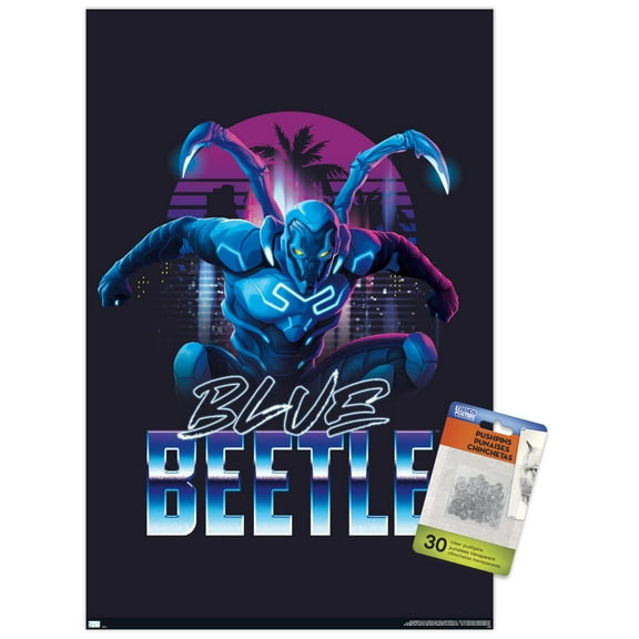 DC Comics Movie Blue Beetle - City Wall Poster with Push Pins, 14.725" x 22.375"