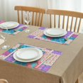 thumbnail image 3 of Multicolor Ethnic Flower Patchwork Pattern Summer Placemats Table Placemats Set Of 4-Linen Kitchen Washable Placemats Table Mats 11.8"x17.7" Non-Slip Heat Resistant, 3 of 6