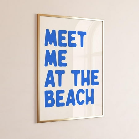 Meet Me At The Beach Poster Blue Coastal Wall Art Beachy House Room Decor Beach Typography Poster Coconut Girl Art For Girly Dorm, Unframed Poster Size 8x12