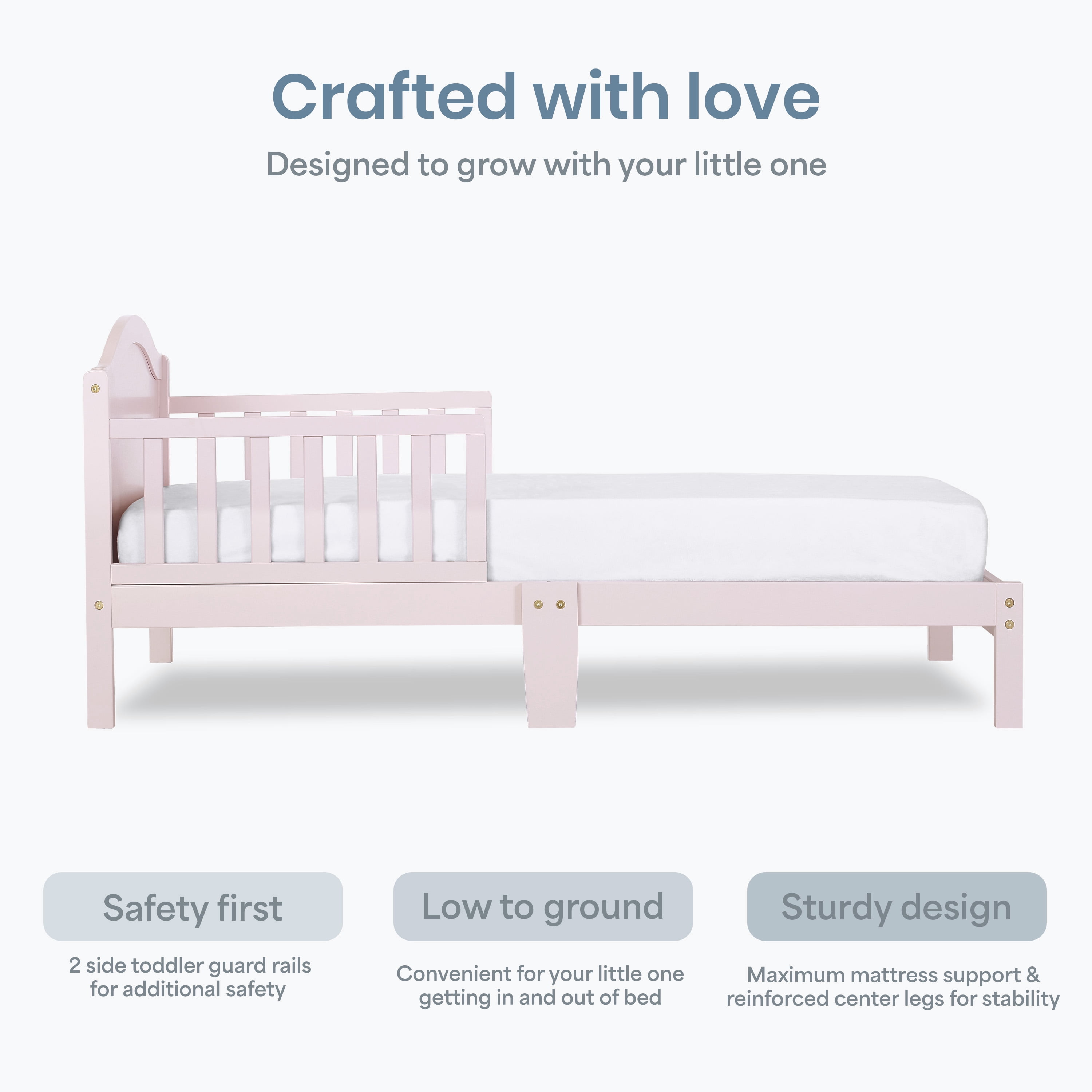 Dream On Me Sydney Toddler Bed, Blush Pink