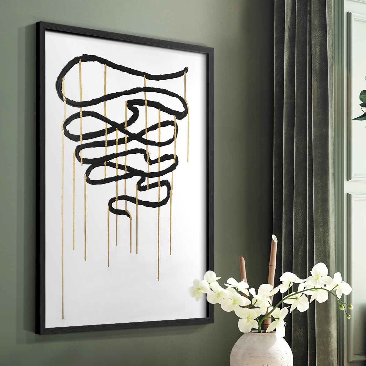 Weeping Ribbon I Framed Print in Black Solid Wood 16 x 20 Framed Print