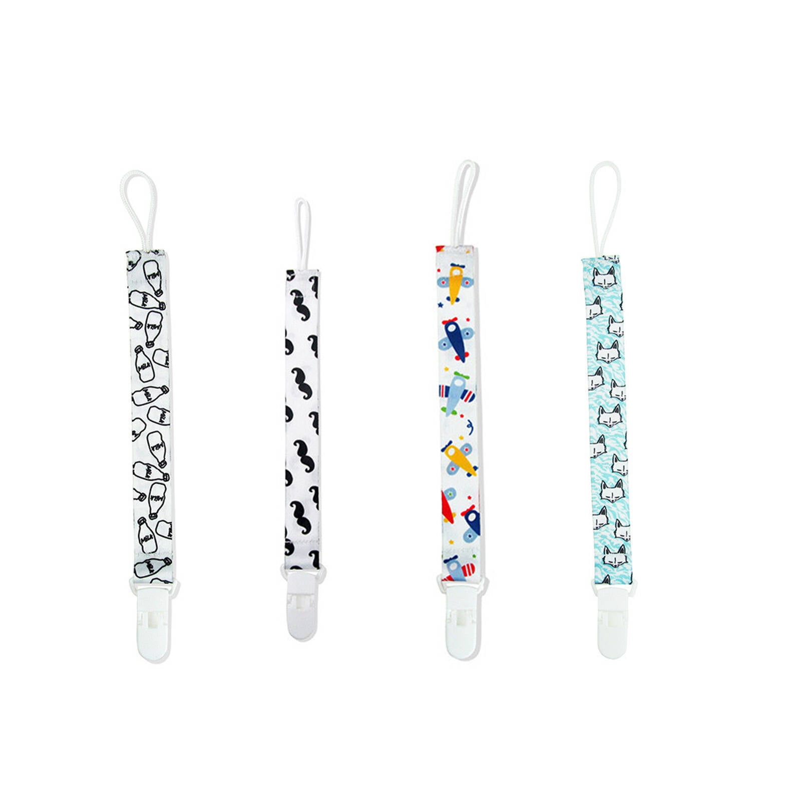 BESTSKY 4Pcs Pacifier Clip,Teething Ring Pacifier Clips for Boys,Multi-Function Design Pacifier Holder,Multicolor3