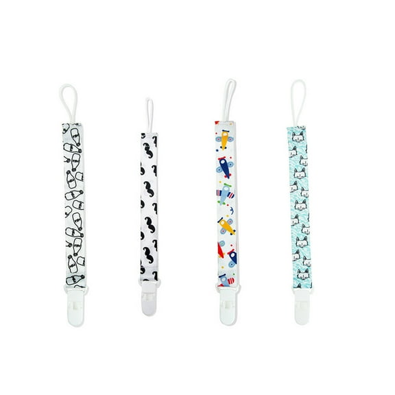 BESTSKY 4Pcs Pacifier Clip,Teething Ring Pacifier Clips for Boys,Multi-Function Design Pacifier Holder,Multicolor3