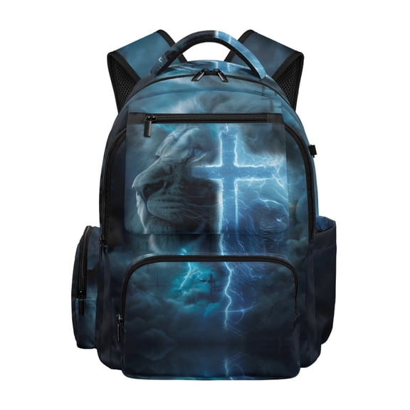 HELLHERO Lion Cross Lightning 17" School Bag, Durable Lightweight Large Capacity Daypack for Middle School and Daily Travel