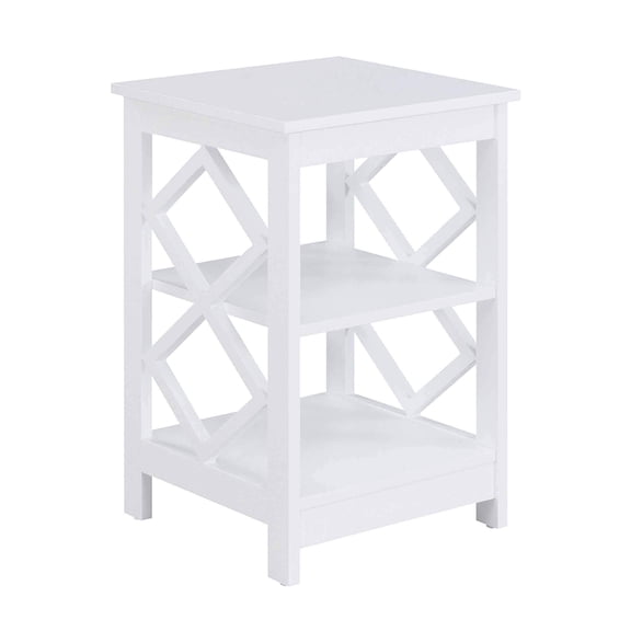 Pemberly Row Modern Diamond Square End Table in White Wood Finish