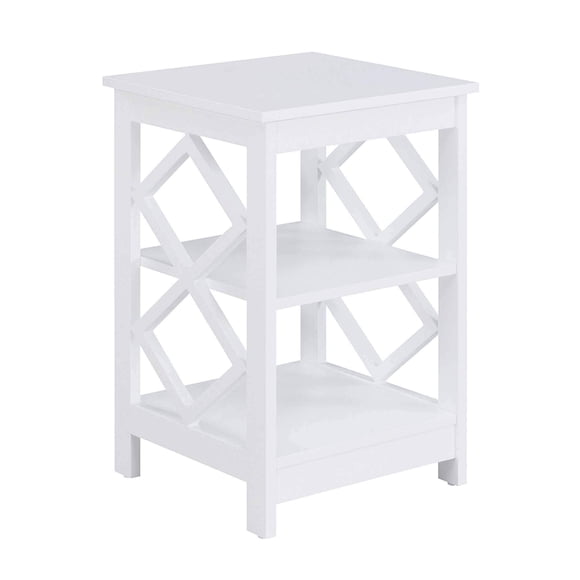 Convenience Concepts Diamond Square End Table in White Wood Finish