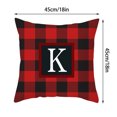 thumbnail image 4 of Xuniizn Christmas Pillow Covers 18x18", 26 Letters Plaid Print Decorative Throw Pillow Cases for Couch Sofa Bed Holiday Decor, Christmas Decorations for Home, K, 4 of 4