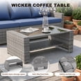 thumbnail image 5 of UDPATIO 4 Piece Outdoor Sectional Conversation Sets， Wicker Patio Furniture Set with Gray PE Rattan Patio Sofa Set for Balcony, Porch, Backyard, Blue, 5 of 8