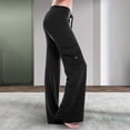 thumbnail image 2 of Pantalones de trabajo para mujer: pantalones harem casuales elásticos de cintura alta, estilo retro, tejido holgado, bolsillos, ideales para yoga y actividades al aire libre., 2 of 4
