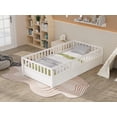 thumbnail image 6 of Bellemave Twin Size Floor Bed with Door and High Fence Guardrails Floor Bed with Bed Slats Wooden Floor Bed Montessori Bed Frame (Twin, White, With Slats), 6 of 10