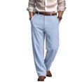 thumbnail image 2 of JoveMarine Men's Linen Pants Casual - Lightweight Breathable Summer Trousers with Drawstring Elastic Waist, Everyday Comfort,Sky Blue 3XL, 2 of 5