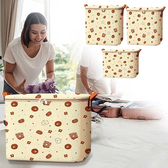 Caja de almacenamiento de ropa | Organizador de armario de tela no tejida de gran capacidad | Cubo plegable apilable con asa resistente | Bolsa de cama de edredón transpirable y resistente a los