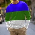 thumbnail image 2 of Men's Striped Tops with Long Sleeves Crewneck Casual Shirts Comfort Basic Tops Printed Patchwork Tees Pullover Cotton T-Shirts Blue,M, 2 of 4