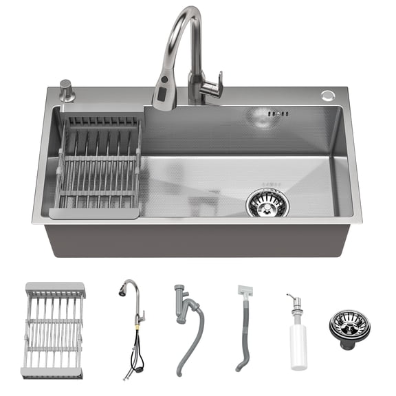 CICIMLU 28*18 Stainless Steel Kitchen Sink Single Bowl Basin Easy to Stall Drop-in Sink, Brushed