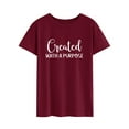 thumbnail image 3 of TWZH Women Created with A Purpose Letter Crew Neck Short Sleeve T-Shirt, 3 of 6