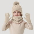 thumbnail image 2 of Xyant Hat Gloves Scarf Set Kids, Boys Girls Toddler Knit Beanie Hat and Glove Set for Christmas Gift (Beige,3-10 Years）, 2 of 5