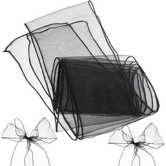 HEALEEP 10Ud Fajas De Organza Negras Para Sillas Con Brillo Para Decorar Bodas Y Fiestas
