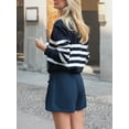 thumbnail image 2 of CUPSHE Women's Navy & White Stripe Long Sleeve Stockinette Pullover Sweater, 2 of 7