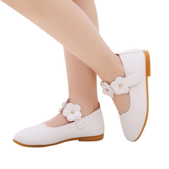 Kid Girls Dress Shoes Toddler Mary Jane Flat School Uniform Loafers Oxfords Wedding Party Comfortable Bow Flower Shoes White Size 10 Little Kid