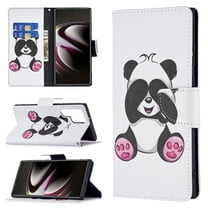 Galaxy S21 Ultra Case Cute Embossed Pattern Premium Leather Wallet Cover Flip Stand Credit Card Slots Pocket Holder Magnetic Closure Folio Case for Samsung Galaxy S21 Ultra, Giant Panda
