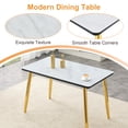 thumbnail image 4 of Hi loPres 5-Piece Dining Set for Apartments, 47" White Faux Marble Table with 4 Shell-Back White PU Chairs, 1.3" Thick Top and Stable Gold Metal Legs Suite, 4 of 10