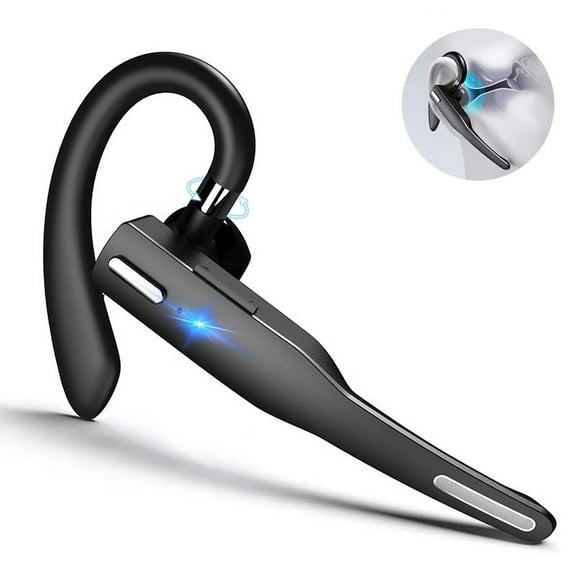 Bluetooth Earpiece with Noise Cancellation & Microphone, Wireless Hands-Free Headset for iPhone & Android, 12H Battery Life, Comfortable Design, Type C Charging, Ideal for Business & Driving