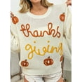 thumbnail image 3 of Honganda Pull Ample d'Automne pour Femmes Broderie Lettre Manches Longues Col Rond Tricoté, 3 of 6