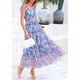 thumbnail image 4 of Vestido PRETTYGARDEN Floral Azul y Rosa Sin Mangas Midi L Grande, 4 of 8