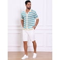 thumbnail image 2 of DARING DIVA Men's Wave Crochet Hollow Out Button Down Striped Shirts 2XL Blue, 2 of 7