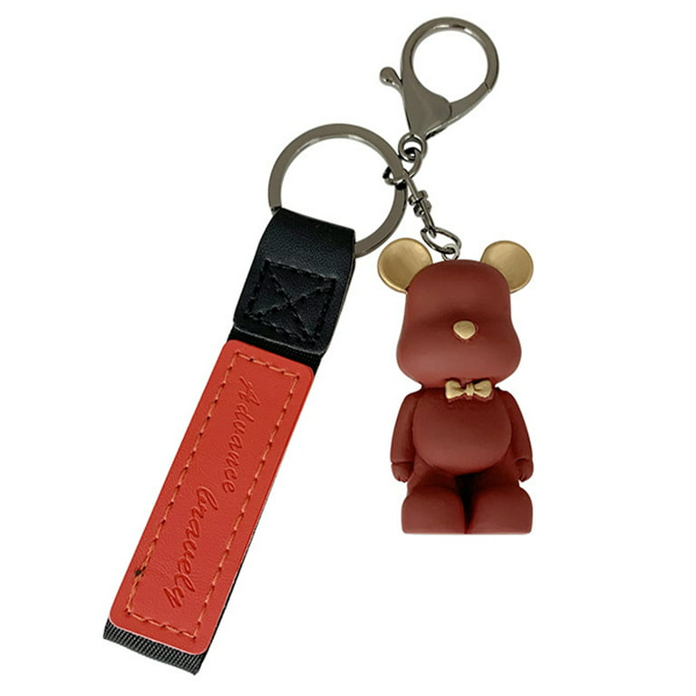 Nuolin Cute Leather Lady Girl Bear Keychain Animal Keychain Bag