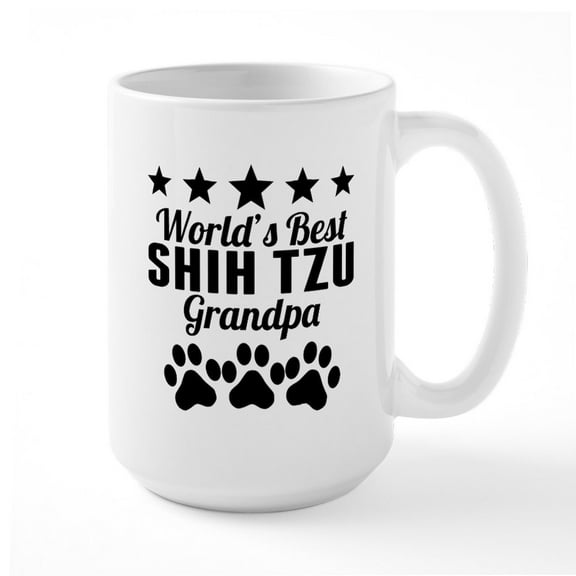 CafePress - World's Best Shih Tzu Grandpa Mugs - 15 oz Ceramic Large White Novelty Mug