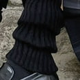 thumbnail image 4 of Wuxian Wool Socks Leg Warmers Solid Knitted Zipper Over The Knee Stocking Bow Soft Stretchy Thigh Knee High Socks Casual Breathable Socks,Black,One Size, 4 of 4