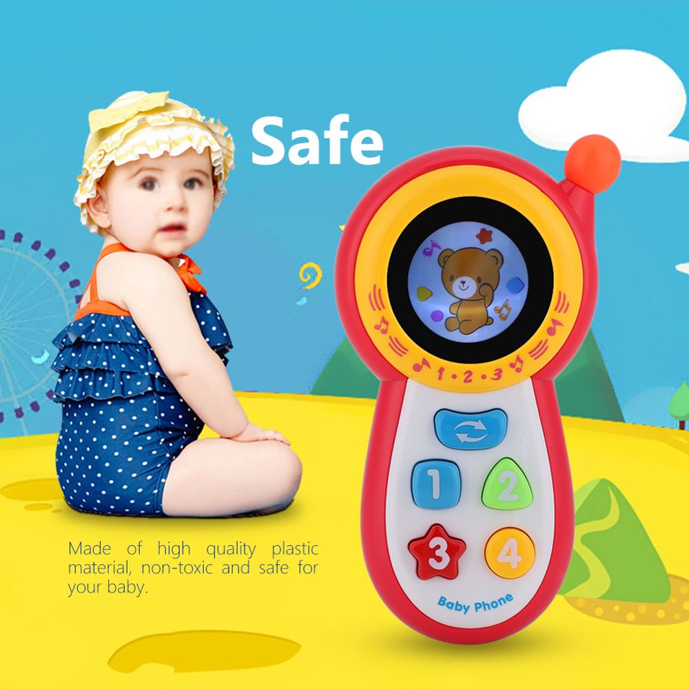 Mgaxyff Baby Mobile Toy Phone with Sound and Mirror,Educational Baby