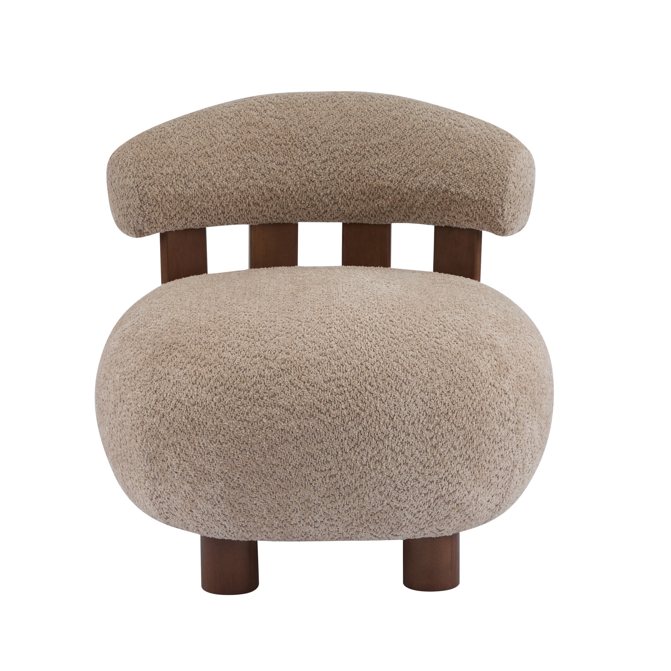 Christopher Knight Home Modern Boucle Slipper Accent Chair with Upholstered Plush Seat, Wood Legs, Light Brown, Set of 2