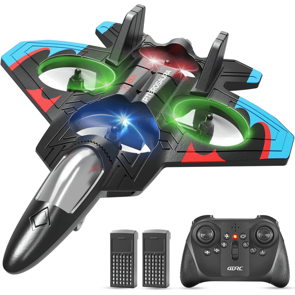 V32 Foam RC Planes for Kids Adults 8-16, RC Airplane Fighter Jet with Light, 360° Flip Fighter Jet Toy, Stunt Roll, Airplane Toy Gifts for Kids Boys