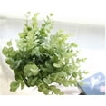 thumbnail image 6 of ZOELNIC Artificial Eucalyptus Stems 4 Bunches Outdoor UV Resistant Fake Plastic Boxwood Shrubs Grass for Home Wedding Courtyard Garden Porch Patio Farmhouse Decoration, White, 6 of 7