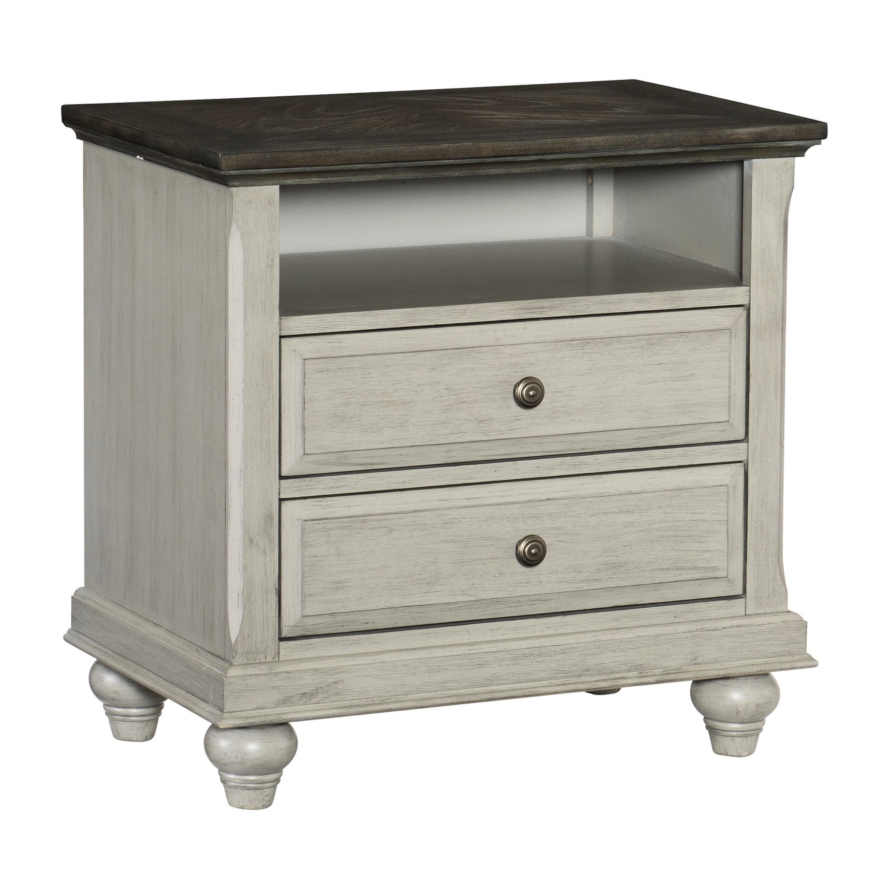 Modern Nightstand with 2 Drawers & Cubby / Bedroom Setting / Wood Construction