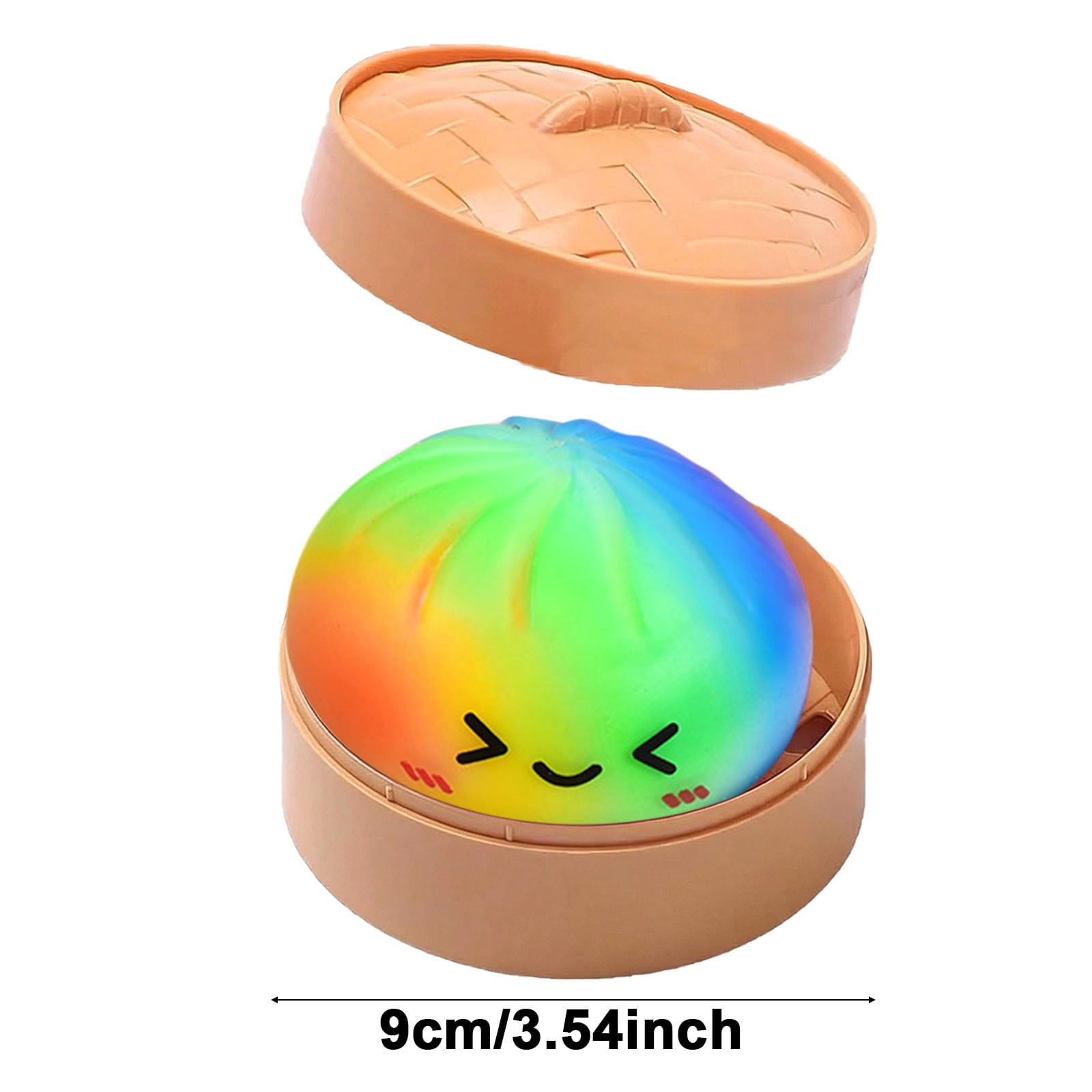 Rainbow Glitter Dumpling Squishy with Decorative Steamer, Mystery Blind Box Bao Bun,Slow-Rising Soft Polymer Stress Relief & Collectible Desktop Accessory for Adults,dumpling stress ball