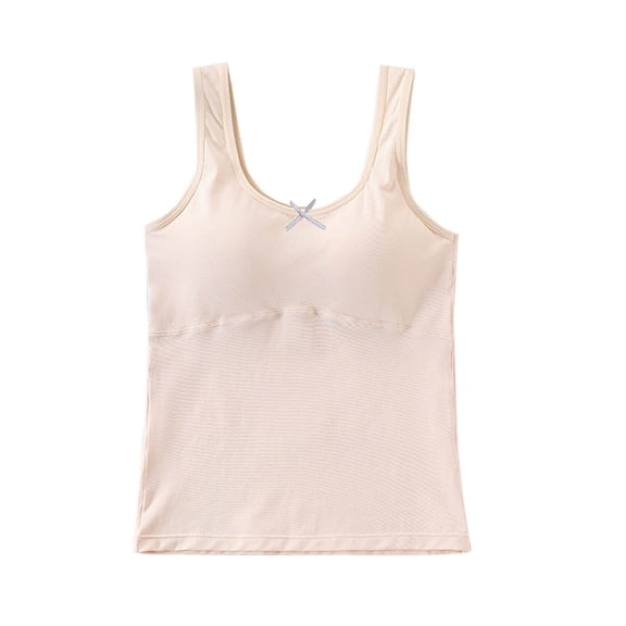 SERTG Girls Unpadded Training Bra Lightly Lined Solid Color Seamless Vest School Daily Wear Comfort Fit Undergarment Bralette(Beige,13-14 Years)