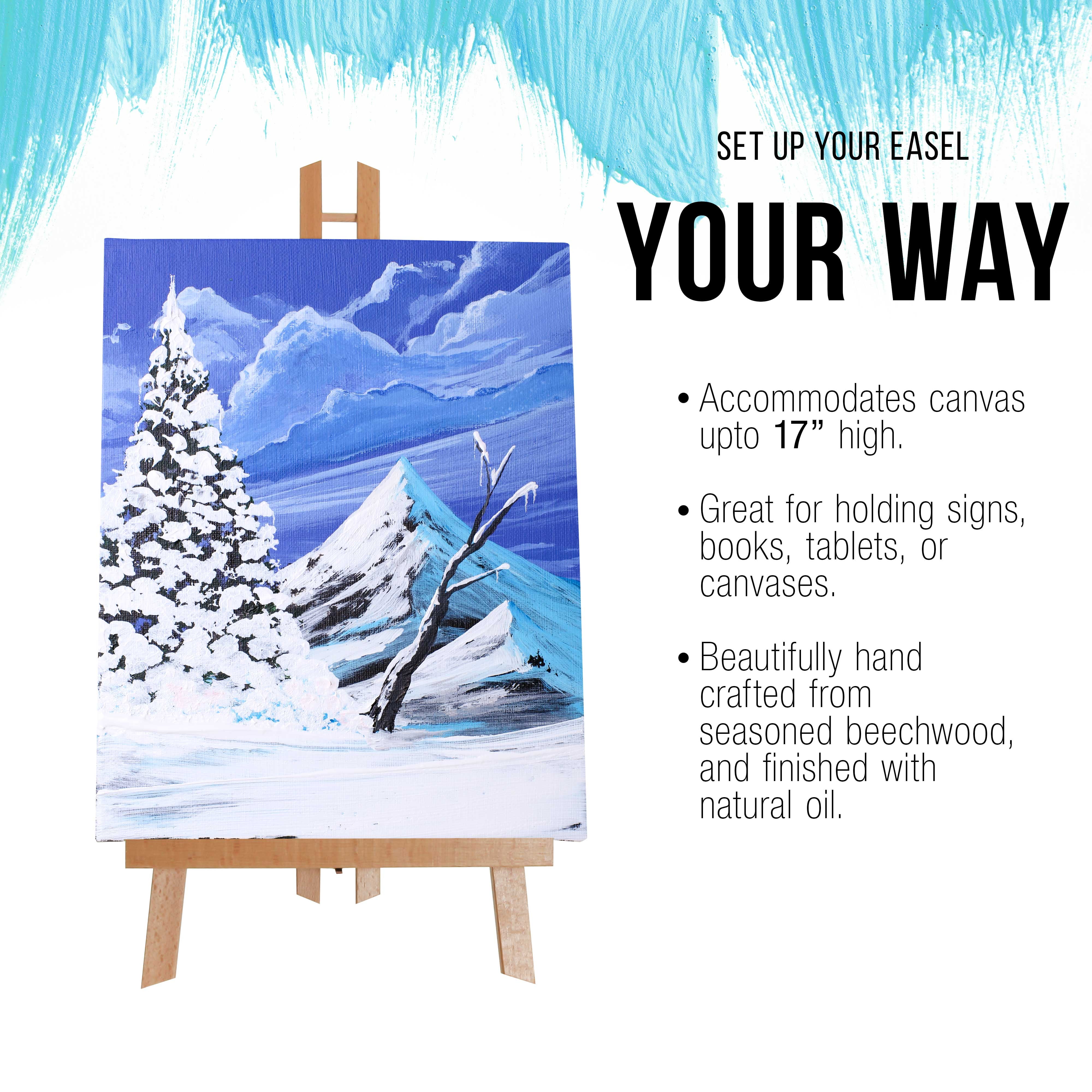 U.S. Art Supply 18" Large Tabletop Display Stand A-Frame Artist Easel (Pack of 6), Beechwood Tripod, Canvas Photo Holder