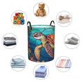 thumbnail image 6 of Daiia Sea Turtle in Coral Round Laundry Basket with Handles Thickened Waterproof Circular hamper,Dirty Clothes Storage Basket for Bedroom,Bathroom,College Dorm-Small, 6 of 8