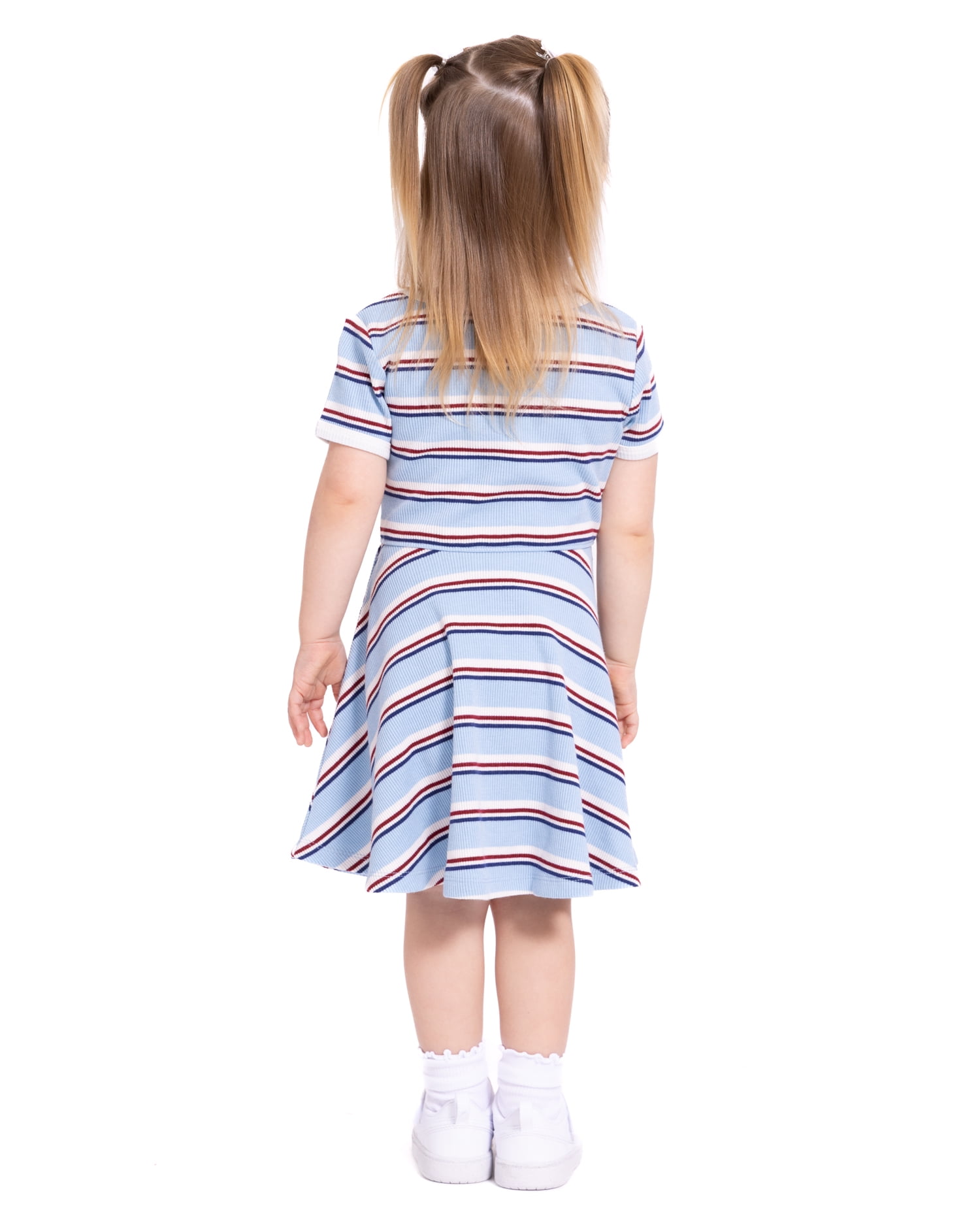 Hello Kitty Toddler Girls Short Sleeve Graphic Striped Skater Dress, Sizes 12M-5T