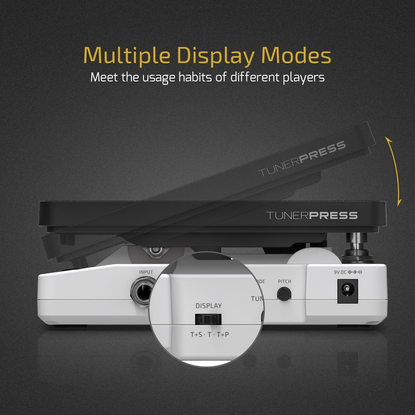 HOTONE Multi-function 4 in 1 Switchable Volume & Expression Pedal with Buffer switch and Visible Tuner SP-30T