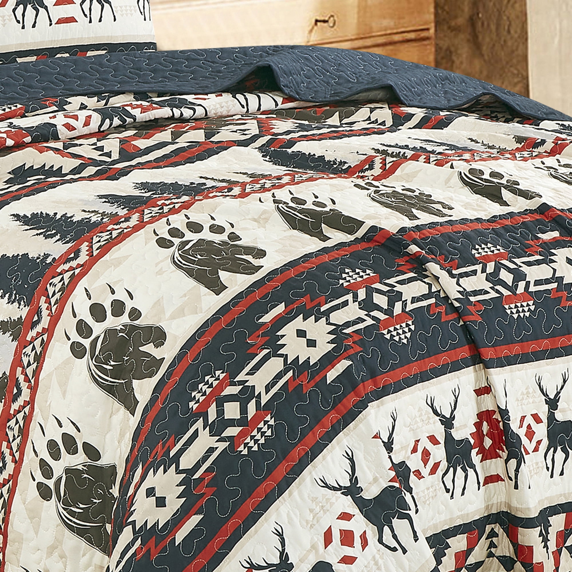 Evjk 3-Piece Decorative Lightweight Bedspread Set – Soft, Microfiber with Elegant Print, QUEEN