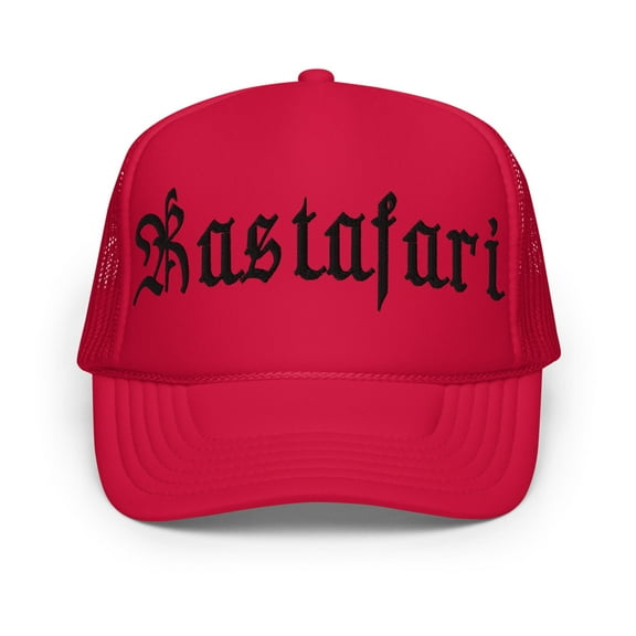 Rastafari Jah Foam Trucker Hat (Red)