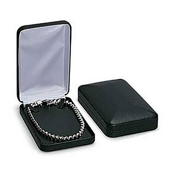 Black Faux Leather Necklace Box - Case of 10