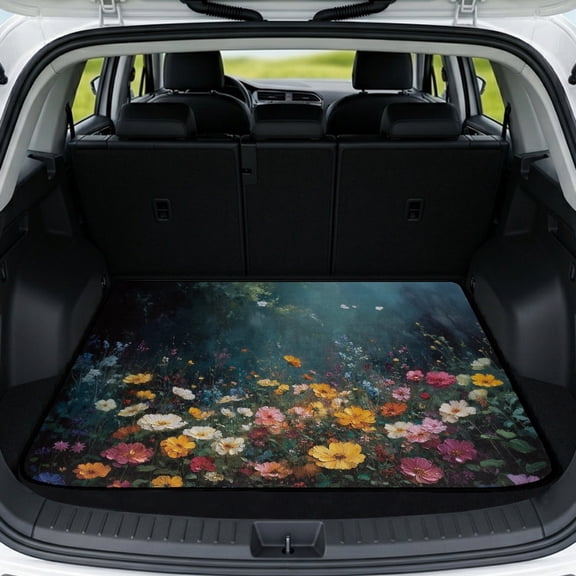 Uourmeti Universal Suv Cargo Mat 29" x 39", Vintage Wildflower All Weather Trunk Protection Cargo Liner, Waterproof Durable Cargo Mat for Most Suv Models